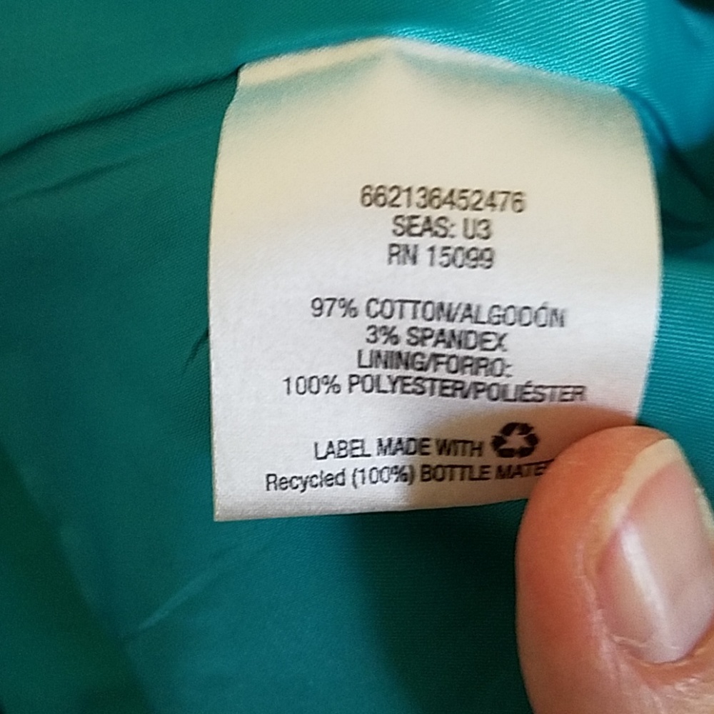 Turquoise cotton single button blazer - Picture 3 of 3